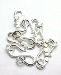 5 PCS 22X10MM SOLID COPPER BALI S HOOK CLASP STERLING SILVER PLATED 639 ATL-234 - Picture 1 of 1