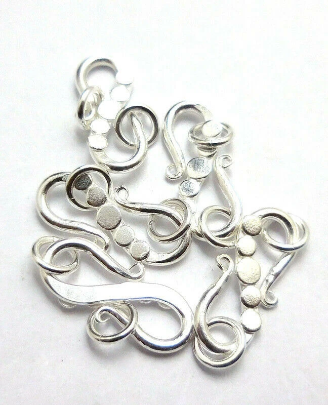 5 PCS 22X10MM SOLID COPPER BALI  S HOOK CLASP STERLING SILVER PLATED 639 ATL-234 - Image 1 of 1
