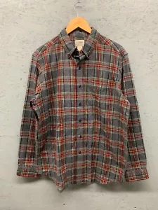L.L. Bean Flannel Shirt Men's Medium Grey Stewart Plaid Button-Down Cotton NWT - Picture 1 of 8