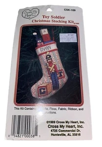 Vintage Mini Christmas Stocking Toy Soldier Stitch Kit Cross My Heart #CSK-109 - Picture 1 of 4