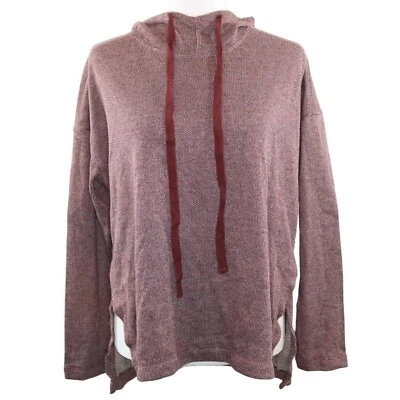 Max Studio High-Low Tunic Pullover Hoodie Burgundy Textured Womens Size S Foto 1 de 4