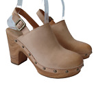 Kork Ease Shoes Womens size US 6 Sling Back Platform Block Heels Neutral Leather
