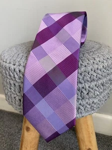 Balmain 100% Silk Tie Pink Purple Geometric Squares Smart Work Colourful - Picture 1 of 7