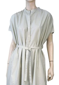 UNIQLO Gr. XS Midi-Shirtkleid mit Gürtel Oversize Khaki Baumwollmischung Dolmanärmel - Bild 1 von 4