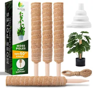 Moss Pole Monstera Plants Support 47” Stackable Poles for Climbing Vines Natural - Picture 1 of 6