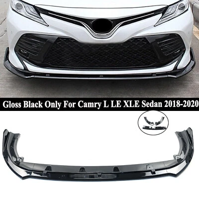 Alerón labial de parachoques delantero negro brillante para Toyota Camry LE XLE 2018-2020 Foto 1 de 4