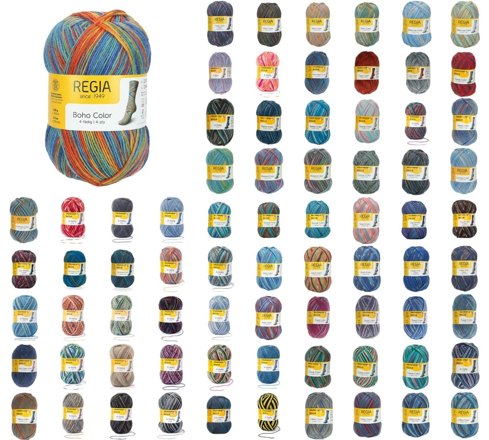 100g Schachenmayr Regia Color 4-fädig / 4-fach Sockenwolle Stricken (69,90€/kg) - Bild 1 von 3