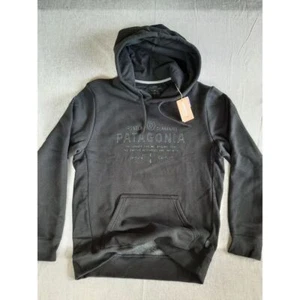Patagonia Women Medium Art Logo Black Pocket Drawstring Hoodie Pullover Sweater - Bild 1 von 9