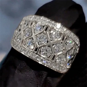 Anillos de circonita cúbica de moda enchapados en plata para mujer joyería de boda talla 6-10 - Imagen 1 de 21
