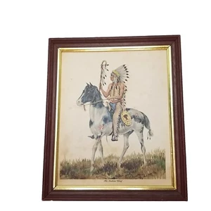Marco de madera vintage William Loechel "The Indian Chief" estampado 1966 - Imagen 1 de 10