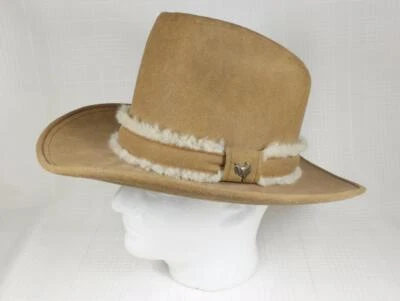 Sombrero vaquero estilo occidental corona alta color camel ADAM vintage 7 1/8 banda de piel de oveja Foto 1 de 4