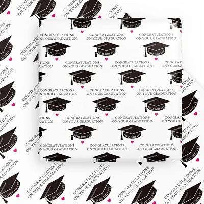 Hoja de papel de envolver de graduación - 6 hojas tapa zanjadora negra con descripción de letras Foto 1 de 4