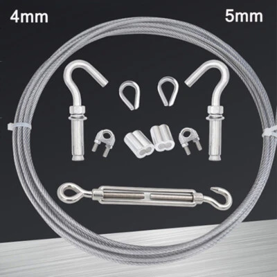 5 мм стальной проволочный трос ПВХ с прозрачным покрытием из нержавеющей стали линия одежды от 2 М до 11 М (комплект) - Изображение 1 из 4