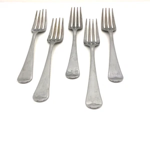 5er Set Chrom Teller auf Neusilber Salatgabeln Rattenschwanz Sheffield England - Bild 1 von 12