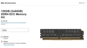 APPLE Original Mac Pro (2019) 128GB (2x64GB) DDR4 ECC MX1K2G/A Kit NEW £2800 RRP - Picture 1 of 5