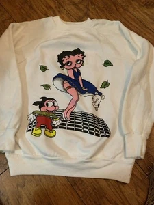 Rare Vintage Betty Boop Marilyn Monroe Pose Heart Garter Sweatshirt Size w/ Dog - Picture 1 of 5