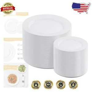 Sturdy 200-Count Disposable Plastic Plates - Perfect for Weddings & Gatherings - Picture 1 of 8