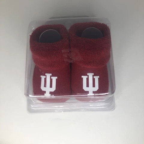 INDIANA UNIVERSITY BABY BOOTIES SOCKS SIZE 3-6 MONTHS Cover