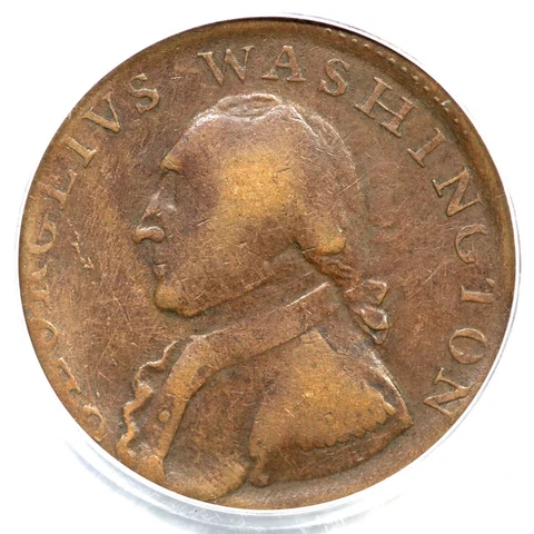 1795 PCGS XF 40 Plain Edge North Wales Washington Colonial Copper Coin 1/2p Cover