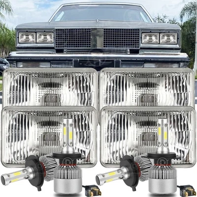 4PCS 4x6" LED Headlights Hi/Lo Beam for 1980-1988 Oldsmobile Cutlass Supreme DRL - Image 1 of 4