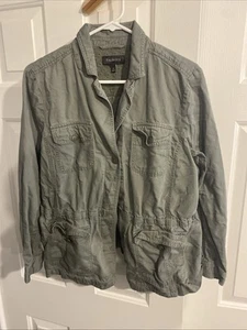 Talbots Lightweight Military Jacket Womens XL Olive Green Cotton Button Front - Picture 1 of 3