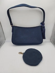 Portland Lederwaren Lucy Schultertasche blau mit Rundbeutel Taschenclip Quaste  - Bild 1 von 13