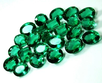 200 Ct  Lab-Created EMERALD Green MIX CERTIFIED AA++ Lot Loose Gemstones - Image 1 of 4