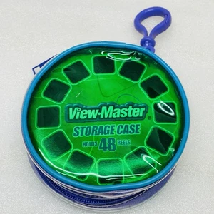 VTG‼ Blue & Purple View-Master Storage Case - Holds 48 Reels Zipper & Clip • VG‼ - Picture 1 of 6