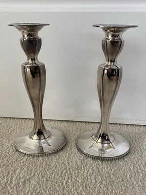 Juego de 2 candelabros Gorham EP plateados raros 1924 con bolsas de almacenamiento Foto 1 de 4