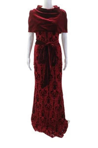 Badgley Mischka Women Red Maxi Dress Tie Back Long Size 0 - Picture 1 of 5