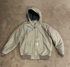 Carhartt Jacket Mens XL Brown Hooded Full Swing Zip Workwear Quick Duck - Picture 1 of 10