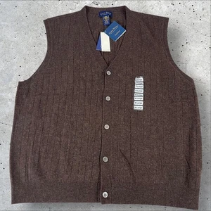 Vintage Club Room Sweater Vest Mens XL Cobain Button Wool Grunge DEADSTOCK 341 - Picture 1 of 6
