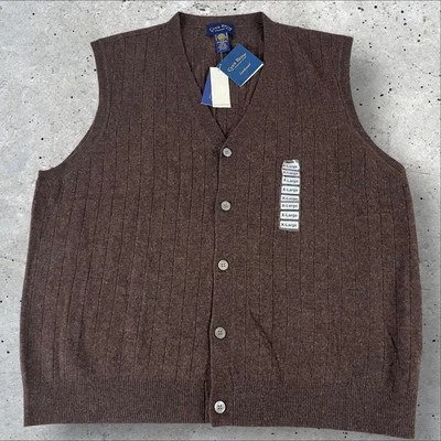 Vintage Club Room Sweater Vest Mens XL Cobain Button Wool Grunge DEADSTOCK 341 - Image 1 of 4