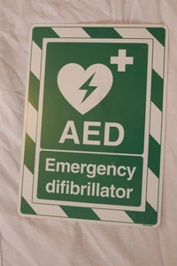 AED Notfall Defibrillator - Neu 350x250mm 1mm Kunststoffschild - Bild 1 von 1