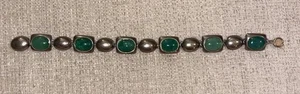 Sterling Silber Armband mit Cabochons Stein Akzenten 7,5 wunderschön & Vintage - Bild 1 von 4