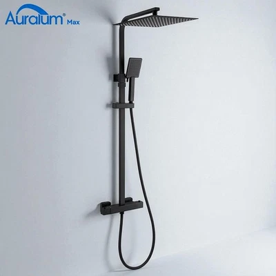 12 Zoll Duschsystem Kopfbrause Handbrause Set Schwarz Duschstange Edelstahl - Bild 1 von 4