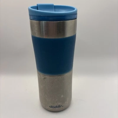 Taza de café vaso de viaje Aladdin de doble pared de acero inoxidable 16 oz silicona azul Foto 1 de 4