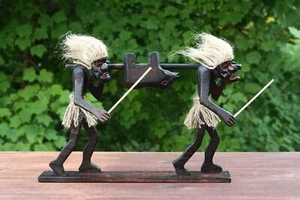 Estatua tribal Tiki de madera tallada a mano cazadores primitivos bar estatuilla regalo madera - Imagen 1 de 4