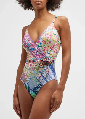 NWT Johnny Was 3X 2X Locita Wrap One Piece Swimsuit Multi Color Floral Print - Image 1 of 4