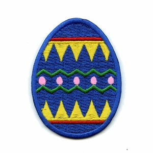 Blue Easter Egg Holiday Embroidered Iron On Patch - Picture 1 of 2