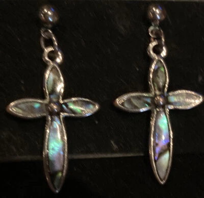 Abalone Cross Earrings - Image 1 of 4