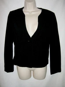 ANNE KLEIN NEW YORK Women's Size 4 Solid Black Silk Lined Cropped Dress Jacket - Picture 1 of 3