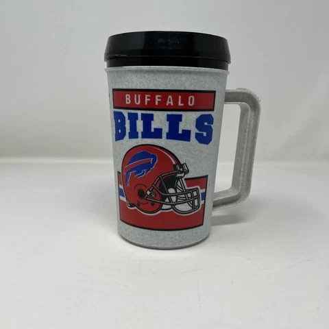 Vintage 1990's Buffalo Bills 22 oz Team NFL Travel Mug Cold Hot Never used Cover