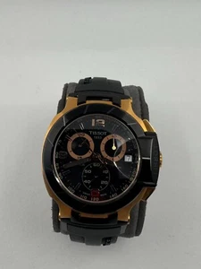 Tissot T-Race Chrono Rose Gold Case Rubber Strap Men's Watch T0484172705706 - Picture 1 of 11