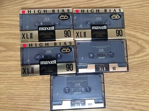 Lot of 5 Maxell XLII 90 Cassette Tapes 3 New Sealed 2 Used High Bias - Picture 1 of 1