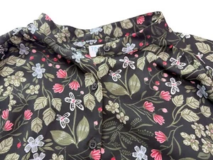 New Time and TRU Blouse Floral Black Green Pink Flowers Size Women's L. Flower - Picture 1 of 9
