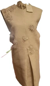 Ellery Beige Sleeveless Linen Embellished Size 8 Dress - Picture 1 of 17