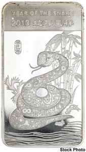 APMEX 2013 Year of the Snake Lunar Series 1/2 oz .999 Fine Silver Art Bar - Picture 1 of 2