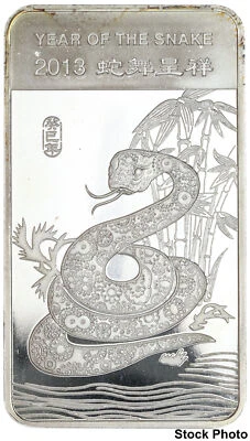 APMEX 2013 Year of the Snake Lunar Series 1/2 oz .999 Fine Silver Art Bar - Image 1 of 2