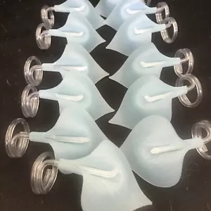 LUCITE CALLA LILY Blue Napkin Rings Palm Beach Hollywood Regency SET of 12💫 - Picture 1 of 12